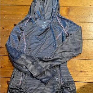 Old Navy Active Black and Gray Striped Top